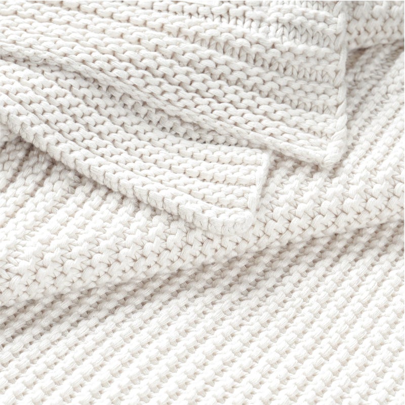 Makemake Organics Organic Cotton Throw Blanket GOTS Certified Organic Knit Blanket Couch Bed Neutral Fall Colors Soft Cotton Throw Blanket Large (50x60, Ivory) - Image 4